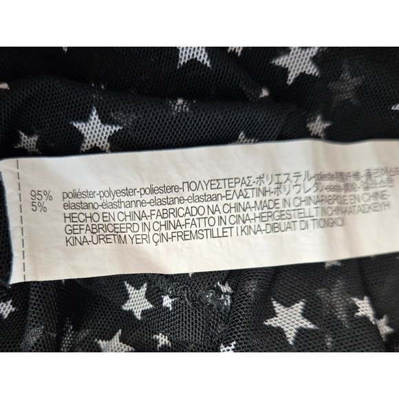 ZARA Womens Star Print Sheer Mesh Top Small Black White Long Sleeve Lightweight - Picture 8 of 8